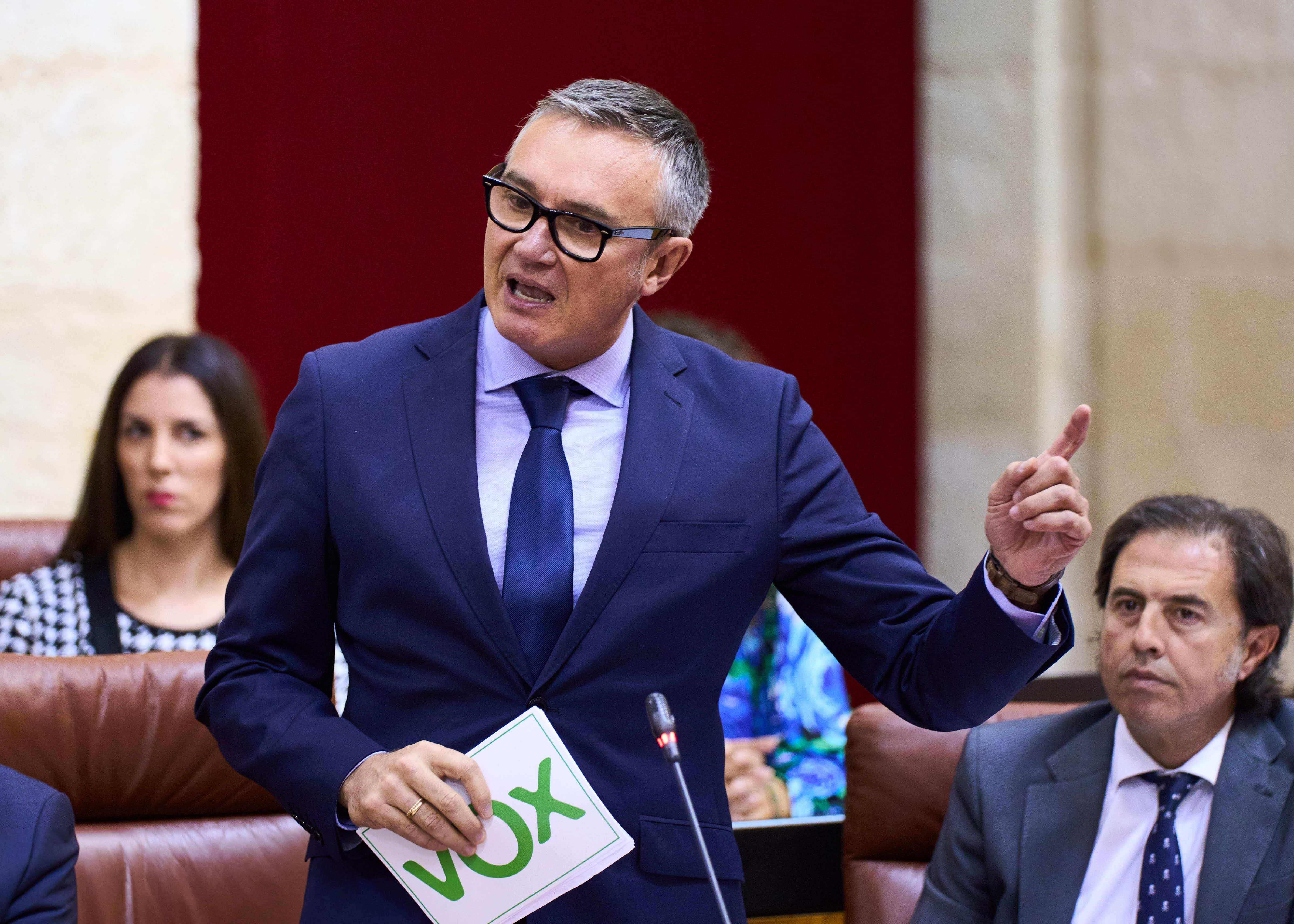  Manuel Gavira, portavoz del Grupo Parlamentario Vox, pregunta al presidente de la Junta de Andaluca sobre garantizar la igualdad en Andaluca