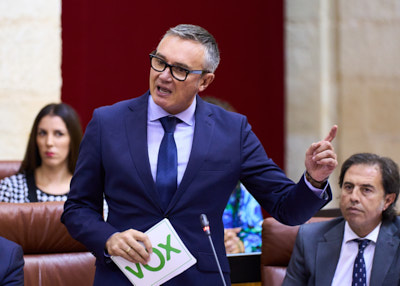  Manuel Gavira, portavoz del Grupo Parlamentario Vox, pregunta al presidente de la Junta de Andaluca sobre garantizar la igualdad en Andaluca