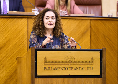   La portavoz de Por Andaluca, Inmaculada Nieto, argumenta la enmienda de totalidad de su grupo al Proyecto de Ley del Presupuesto de la Comunidad Autnoma de Andaluca para el ao 2024