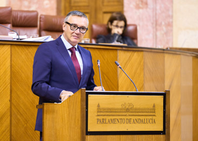  Manuel Gavira, portavoz del Grupo parlamentario Vox en Andaluca, posiciona a su grupo en el debate de totalidad del Proyecto de Ley del Presupuesto 2024