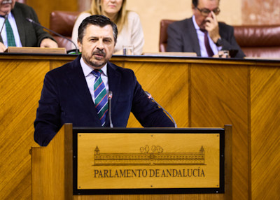  El portavoz del Grupo Popular de Andaluca, Antonio Martn, durante su intervencin en el debate