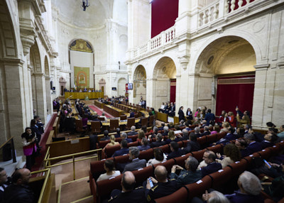  El Pleno del Parlamento de Andaluca, durante el discurso institucional de Jess Aguirre