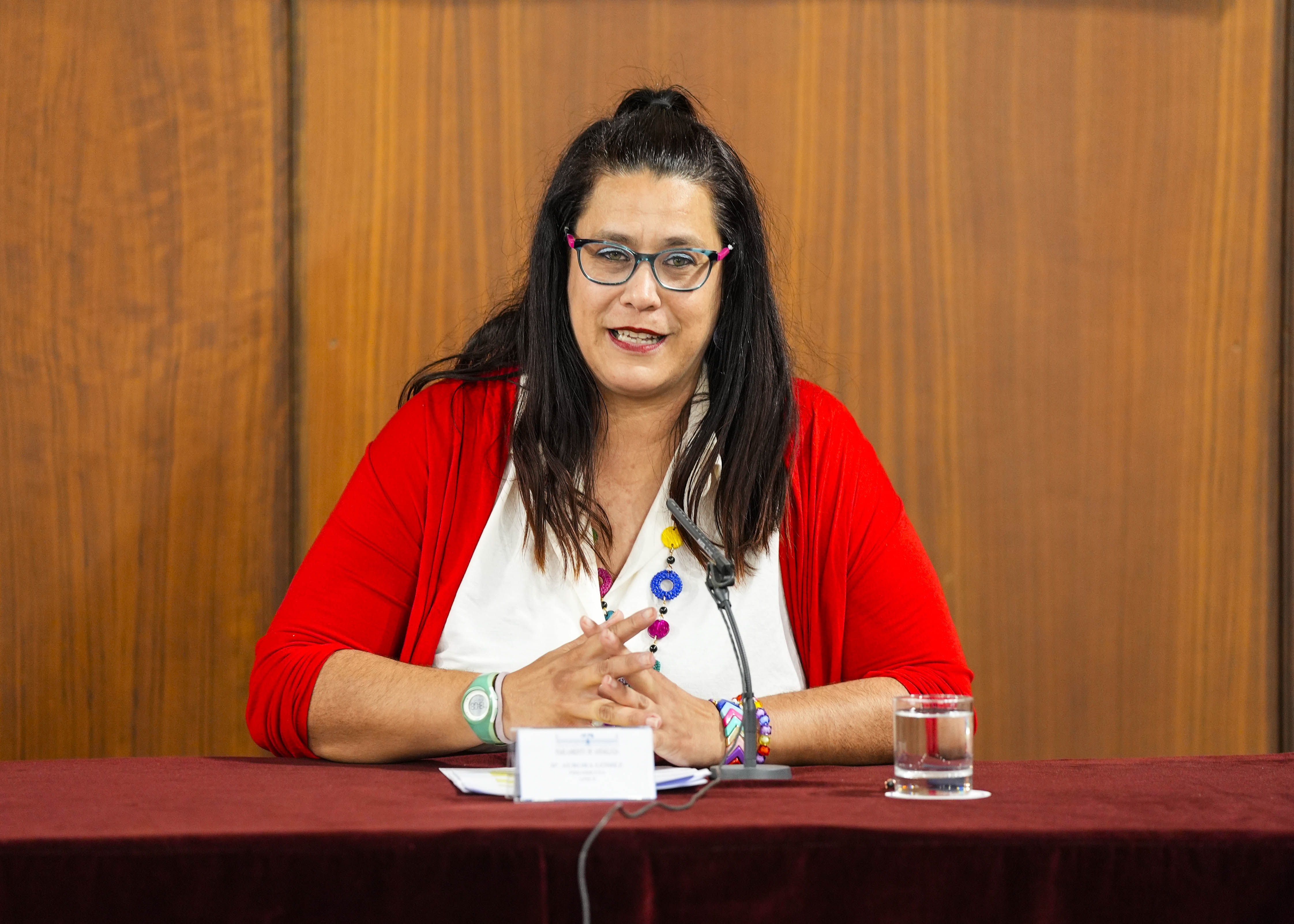 Aurora Gmez, presidenta de pice (Asociacin Andaluza de Epilepsia y Diagnsticos Afines), entidad organizadora del acto 