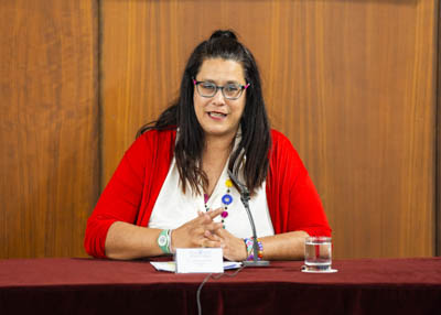 Aurora Gómez, presidenta de Ápice (Asociación Andaluza de Epilepsia y Diagnósticos Afines), entidad organizadora del acto 