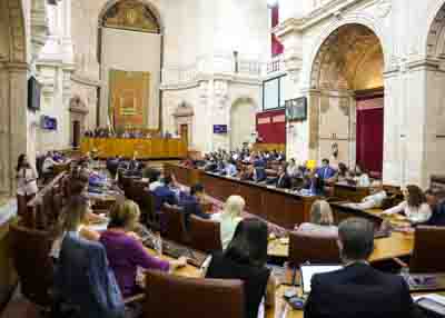 Vista general del plenario durante otra de las votaciones de la tarde de hoy 