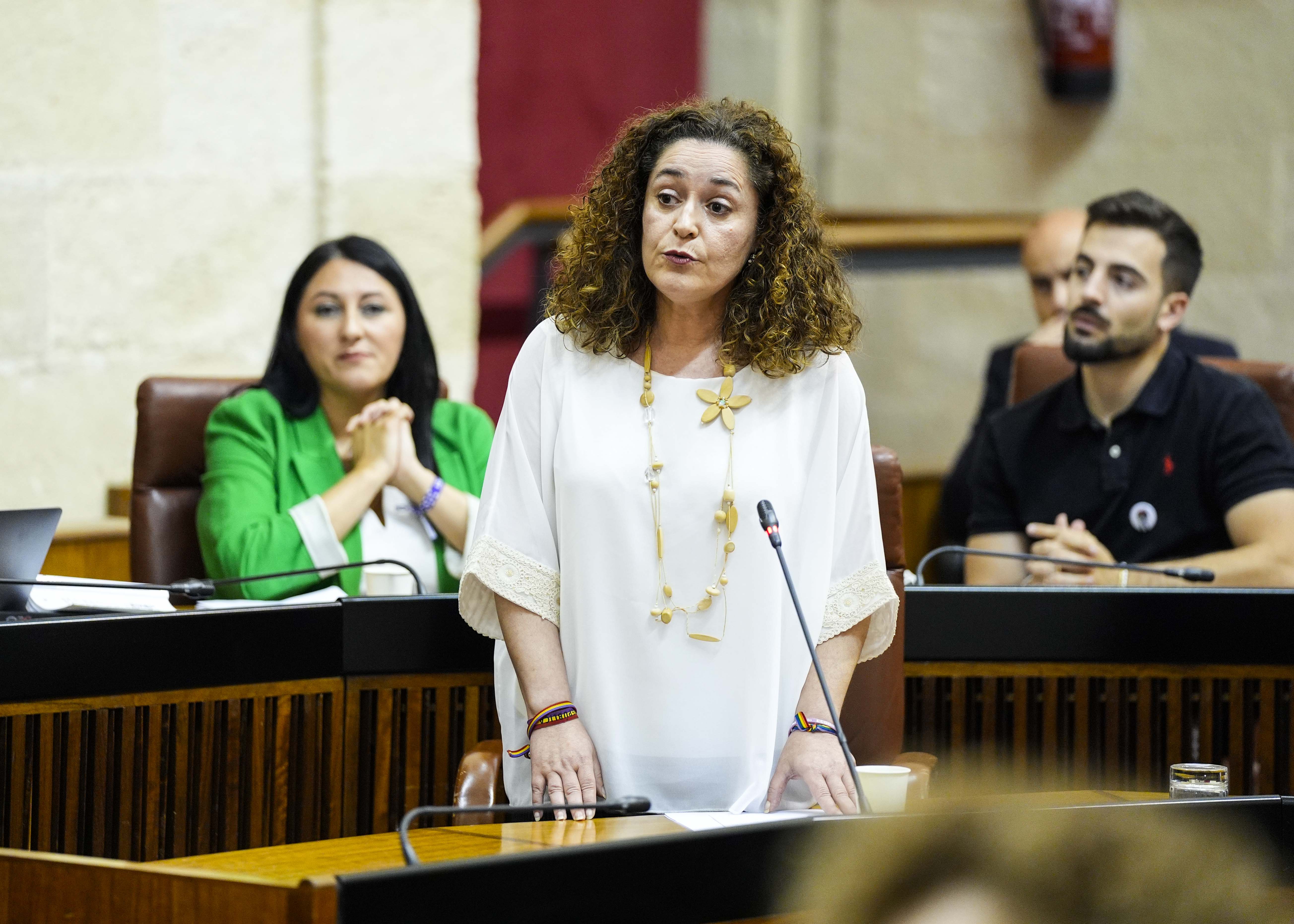 La portavoz del G.P. Por Andaluca, Inmaculada Nieto, realiza una pregunta al presidente sobre la calidad de vida en Andaluca  