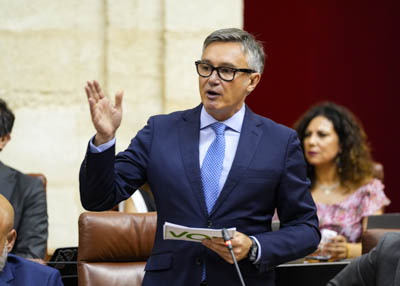 El portavoz del G.P. Vox en Andaluca, Manuel Gavira, pregunta al presidente sobre la gestin del Gobierno autonmico