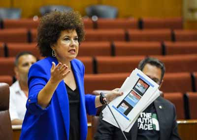 La presidenta del G.P. Mixto-Adelante Andaluca, Mara Isabel Mora, pregunta sobre los servicios de ambulancias 