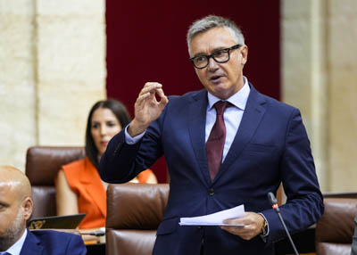  Manuel Gavira, portavoz del G.P. Vox en Andaluca, pregunta al presidente sobre el balance del periodo de sesiones