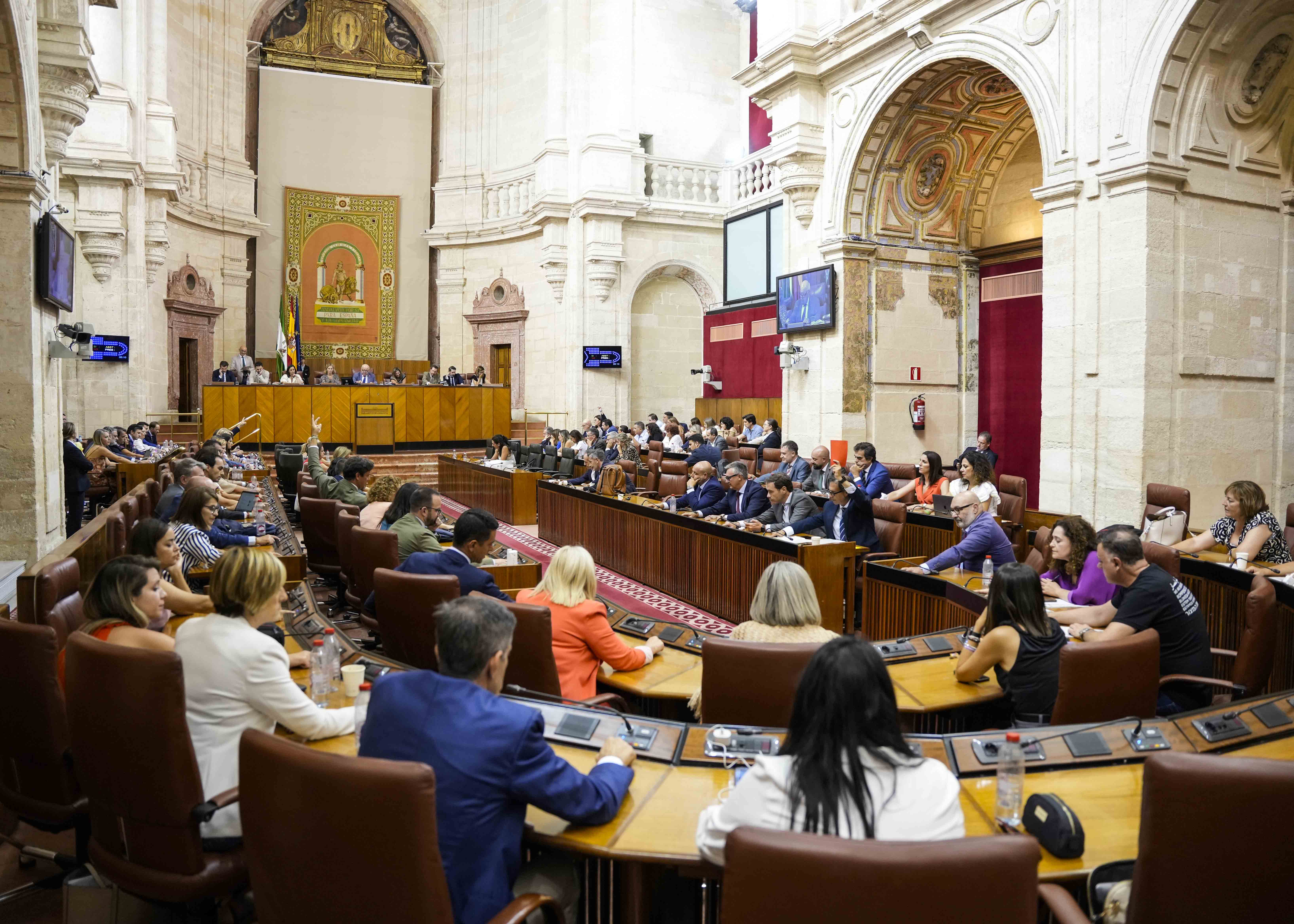 El Pleno del Parlamento de Andaluca en una de las votaciones tras finalizar el orden del da 