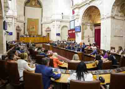 El Pleno del Parlamento de Andaluca en una de las votaciones tras finalizar el orden del da 