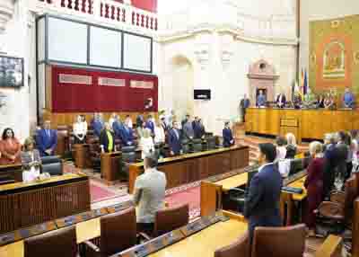 El Pleno del Parlamento de Andaluca guarda un minuto de silencio en seal de luto por el fallecimiento de la diputada Mara Daz Caete, del Grupo Popular