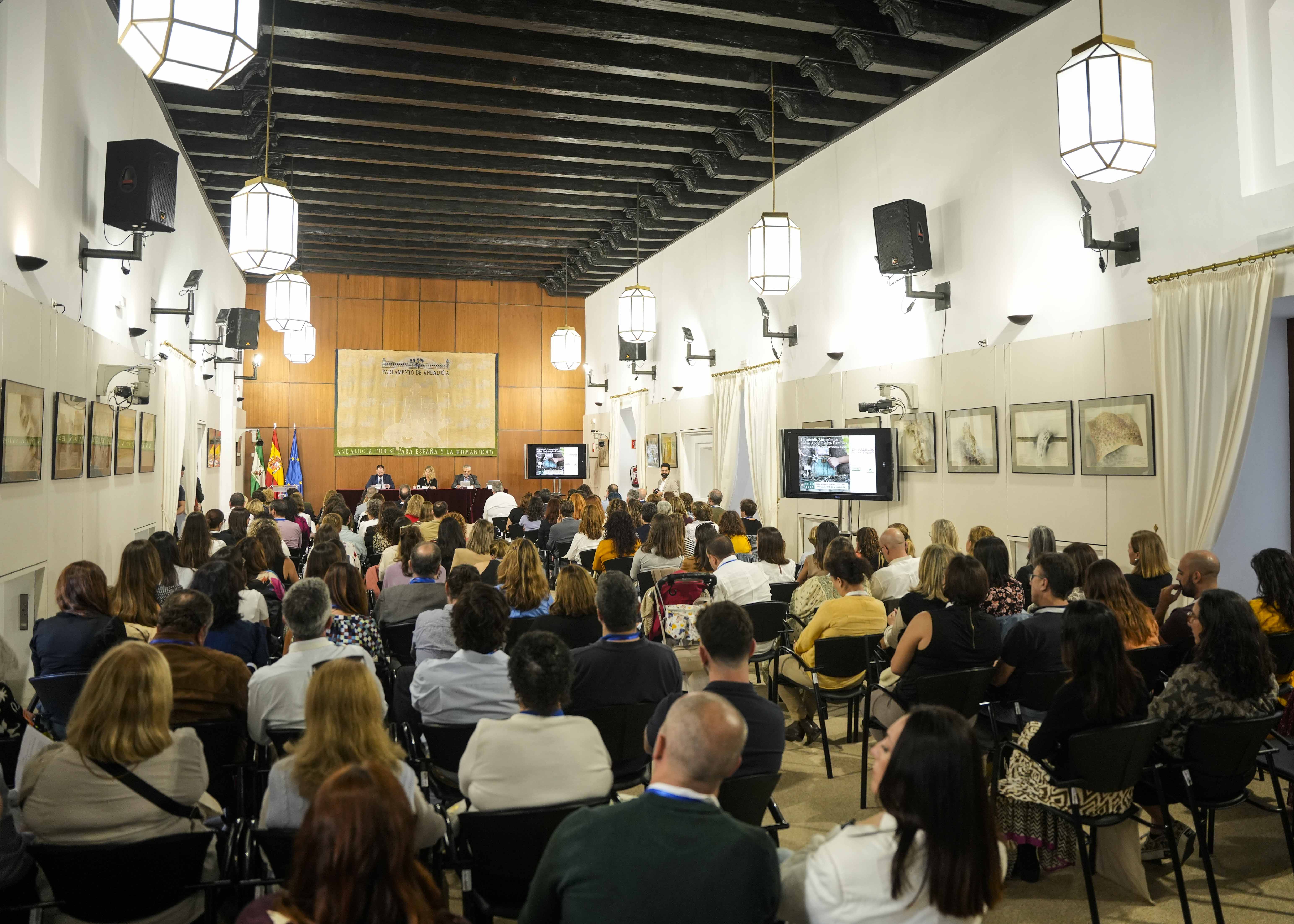  Numeroso pblico asiste a la I Jornada Autonmica sobre Acogimiento Familiar en Andaluca que se desarrolla durante el da de hoy en la sala Alberto Jimnez-Becerril de la Cmara andaluza 