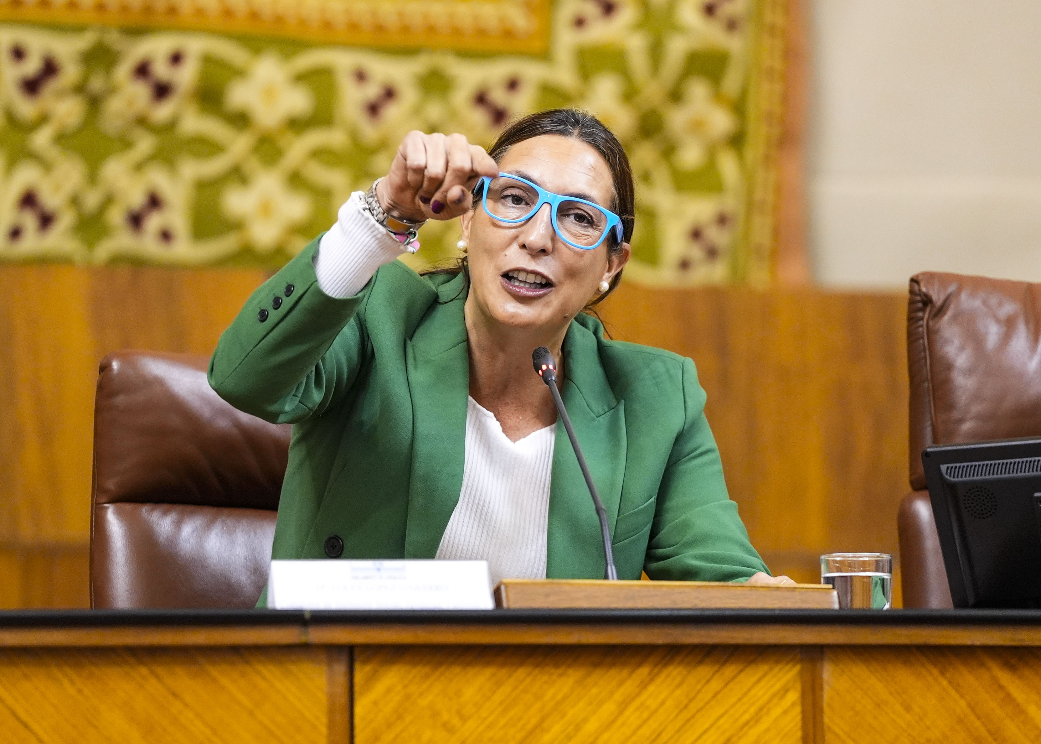 La consejera de Inclusin Social, Juventud, Familias e Igualdad, Loles Lpez, se dirige a los jvenes participantes en el XVI Pleno Infantil UNICEF