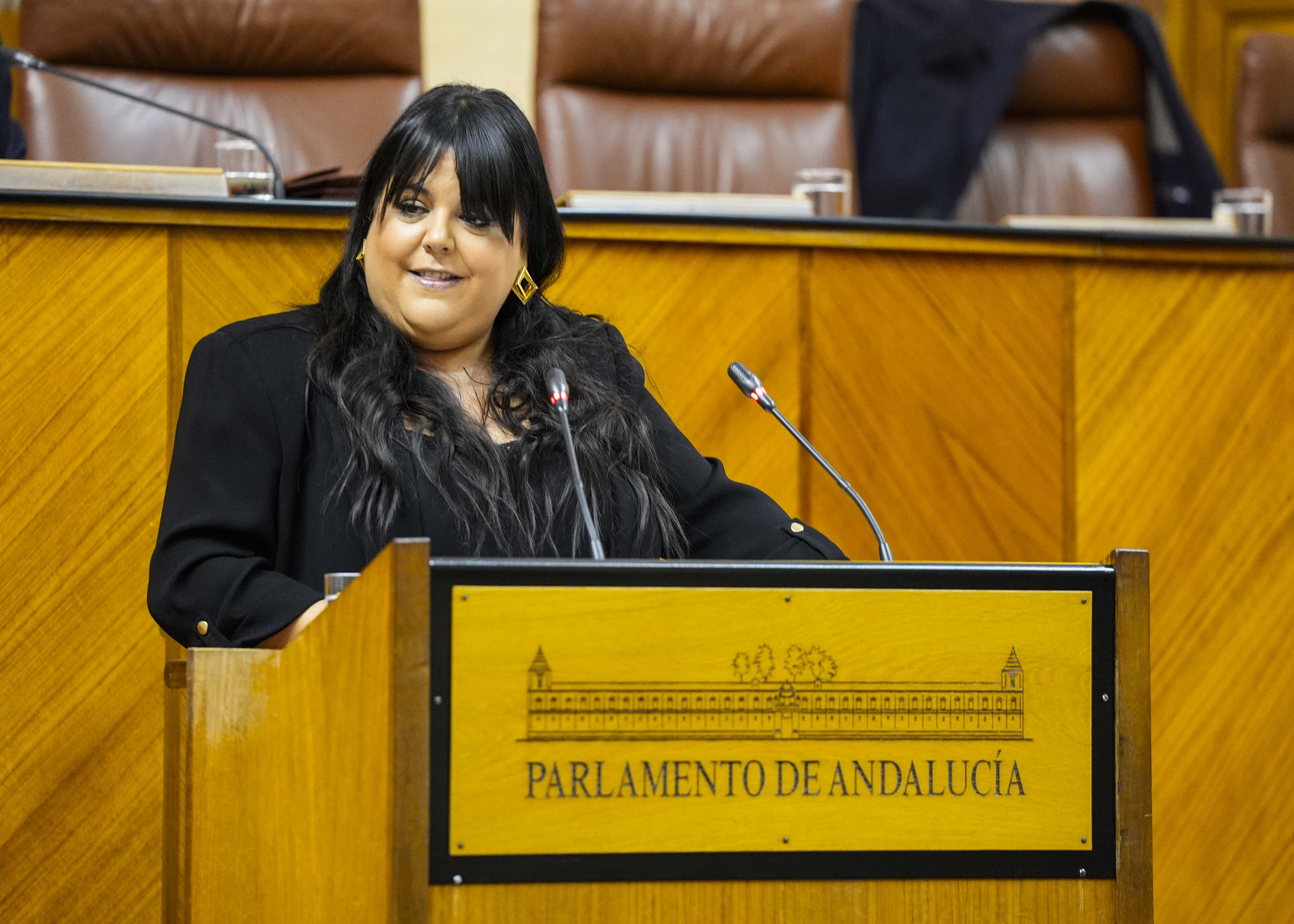   Mnica Morales, del Grupo Popular, defiende desde la tribuna de oradores la posicin de su grupo ante las enmiendas presentadas
