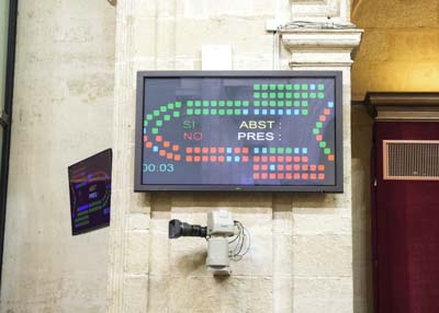  Detalle del panel de votacin del saln de plenos 