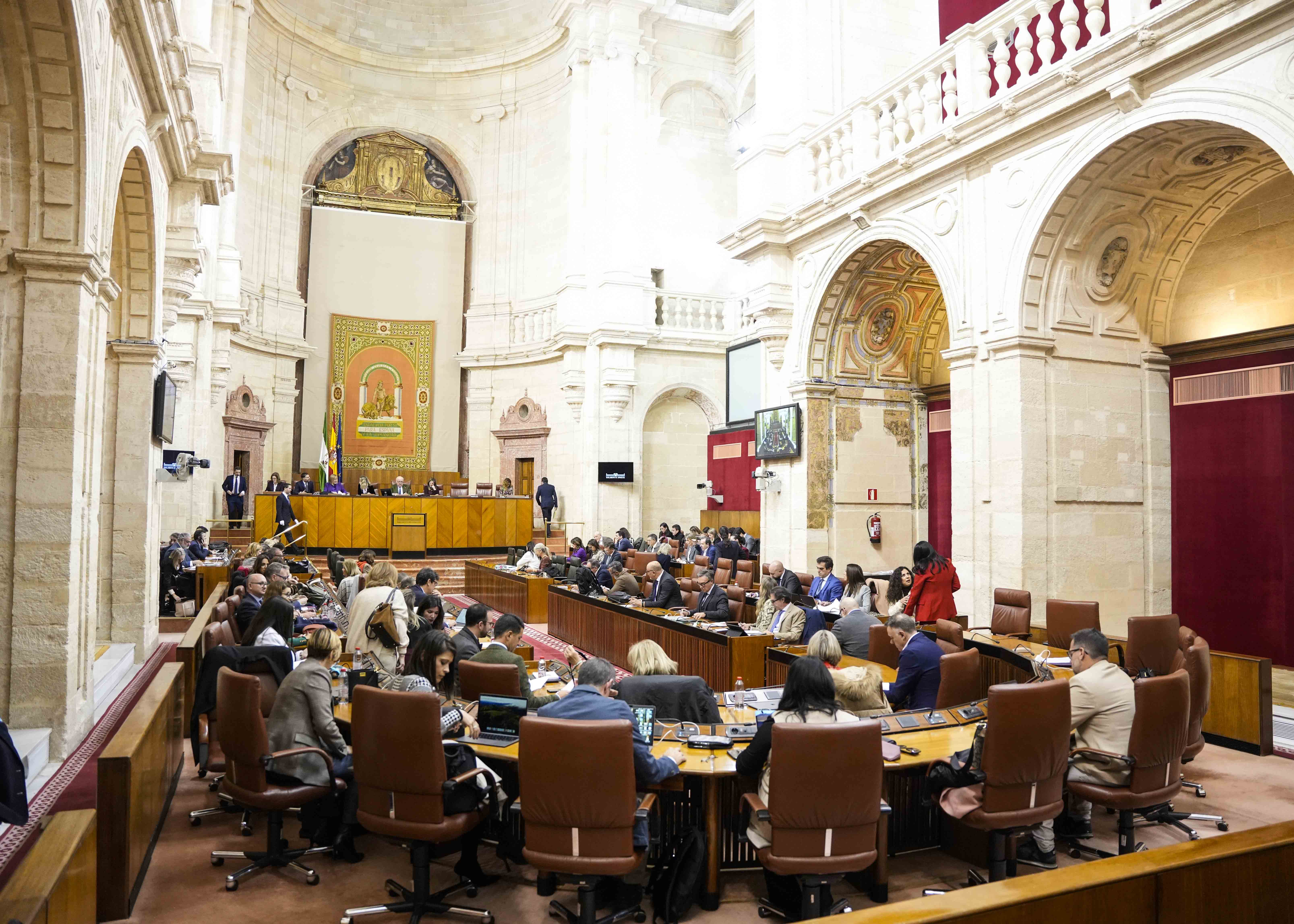 El plenario del Parlamento de Andaluca minutos antes de comenzar el pleno