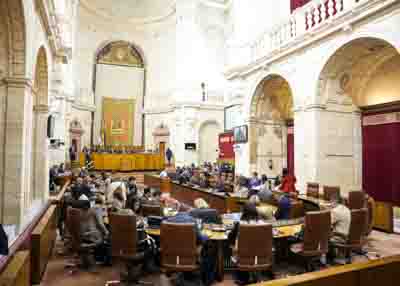 El plenario del Parlamento de Andaluca minutos antes de comenzar el pleno