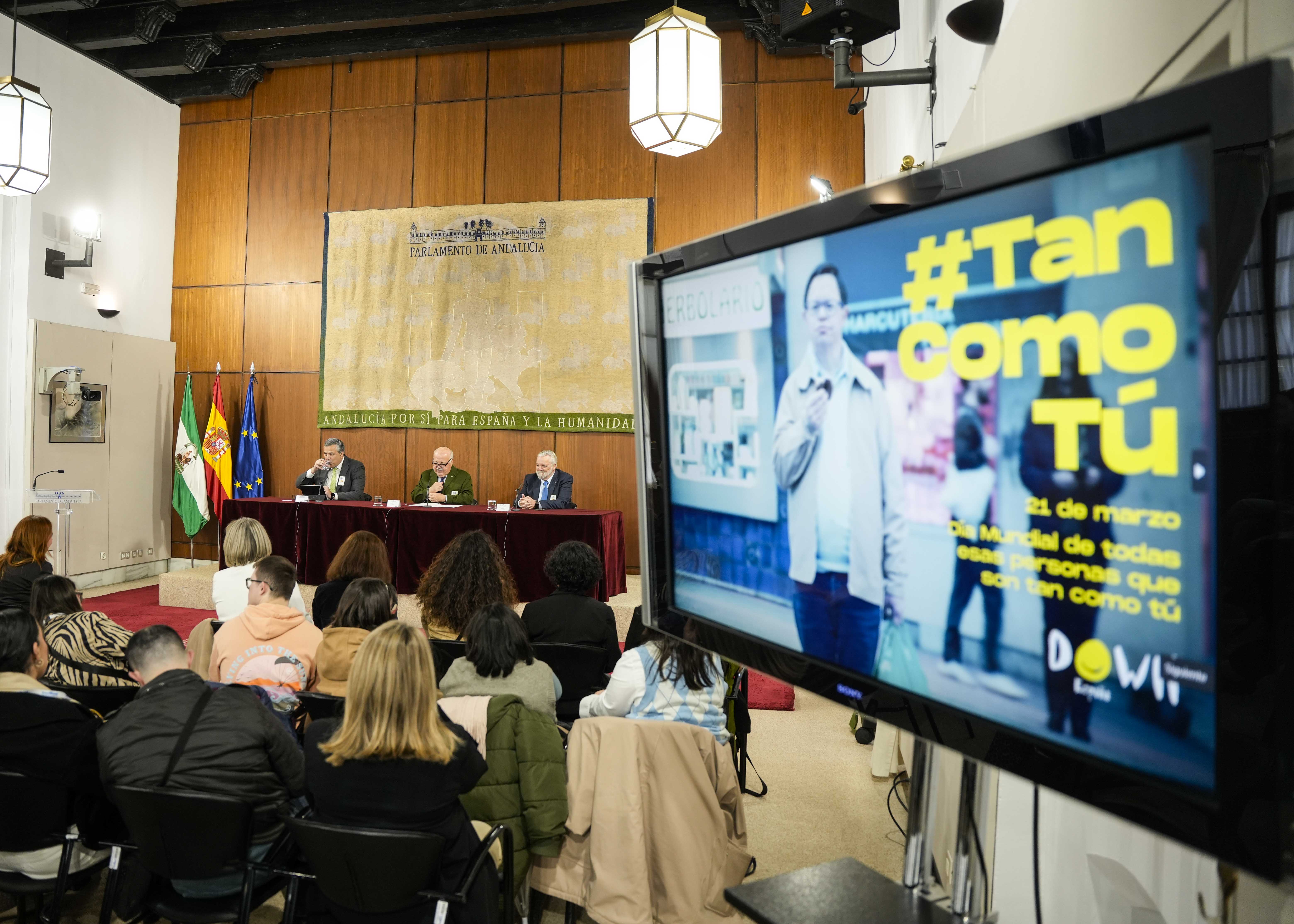  La sala Alberto Jiménez-Becerril ha acogido el acto en el que se ha leído el manifiesto elaborado por Down Andalucía y se ha presentado la campaña #TancomoTú 