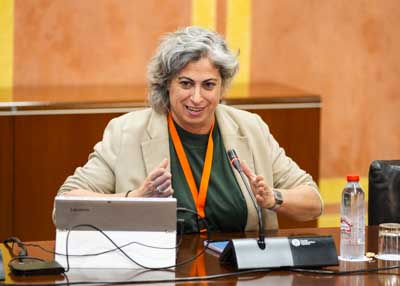 Cristina Aranda, doctora en lingstica y cofundadora de Mujeres Tech, en uno de los momentos de su intervencin ante el Grupo de Trabajo de Inteligencia Artificial 