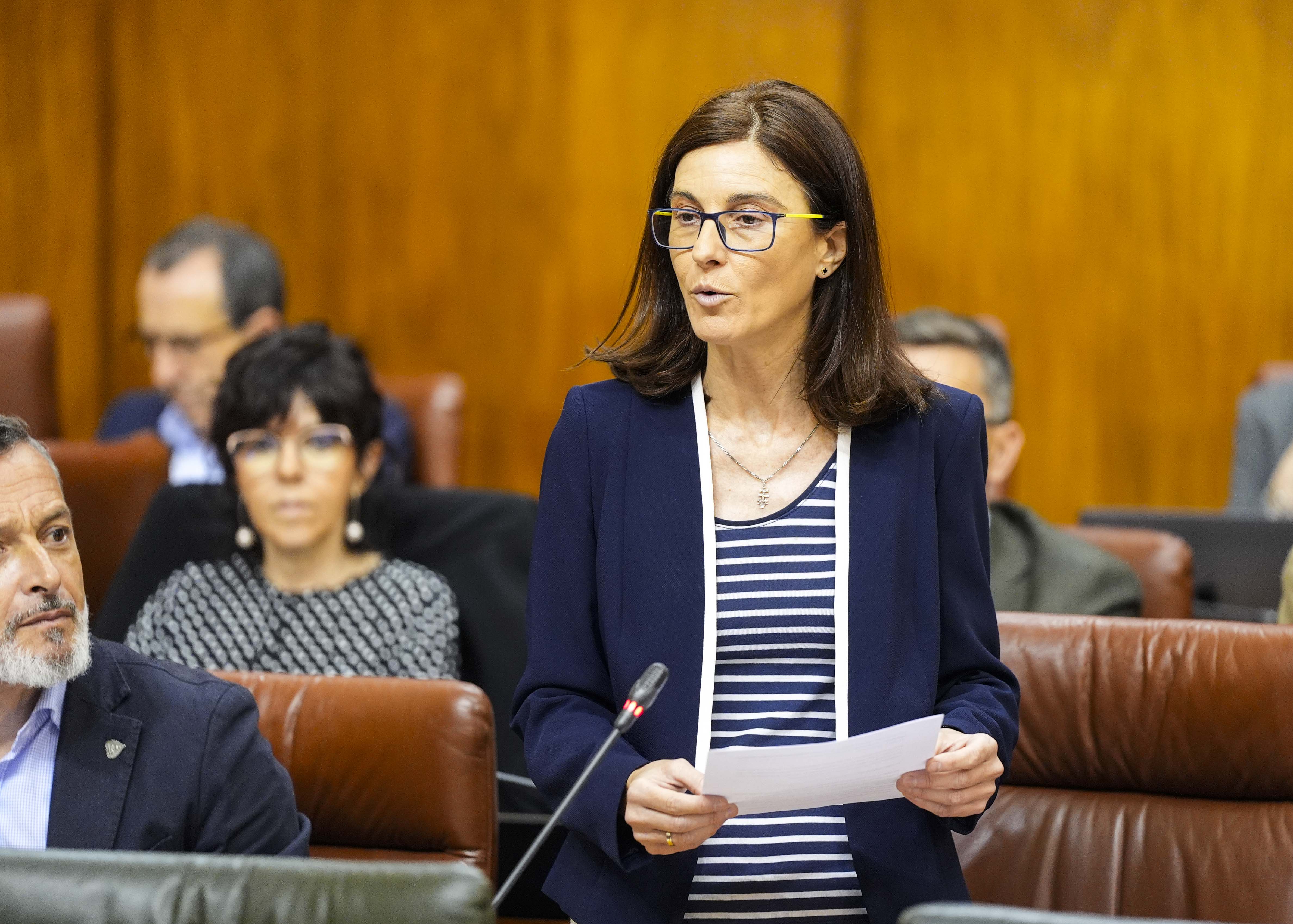 Mara del Pilar Navarro, del Grupo Socialista, inicia el turno de preguntas al Consejo de Gobierno con una cuestin relativa a gestin de comedores escolares  