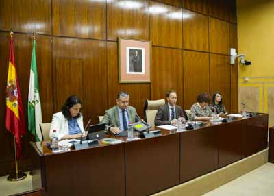 La Mesa de la Comisin de Presidencia, Interior, Dilogo Social y Simplificacin Administrativa al inicio de la sesin  
