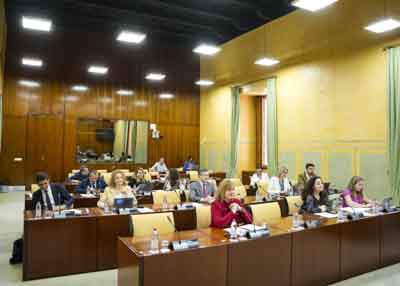 Los integrantes de la Comisin de Economa, Hacienda y Fondos Europeos durante la comparecencia de la consejera  
