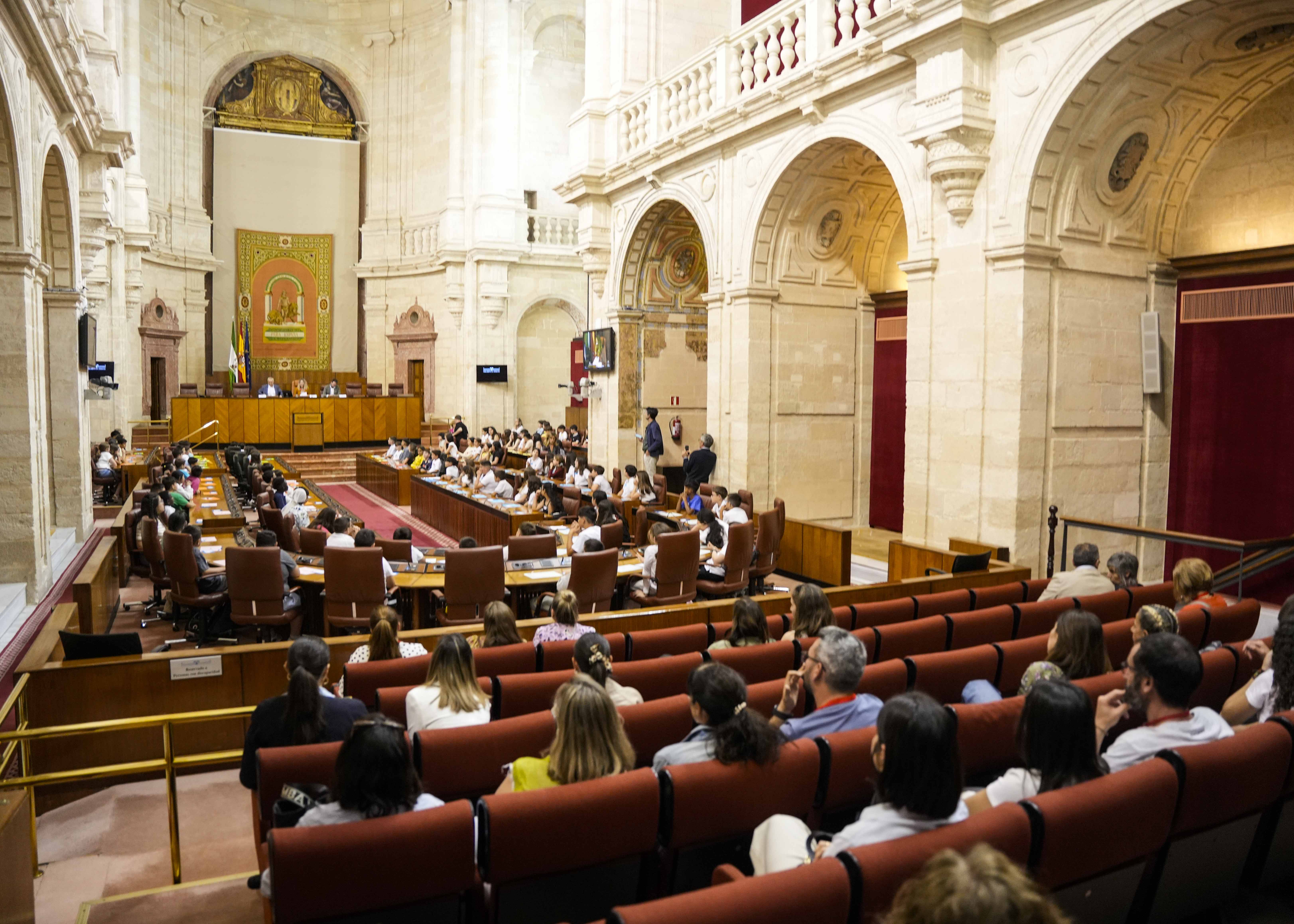  El saln de plenos durante la actividad "Diputados por un da", de Aldeas Infantiles 