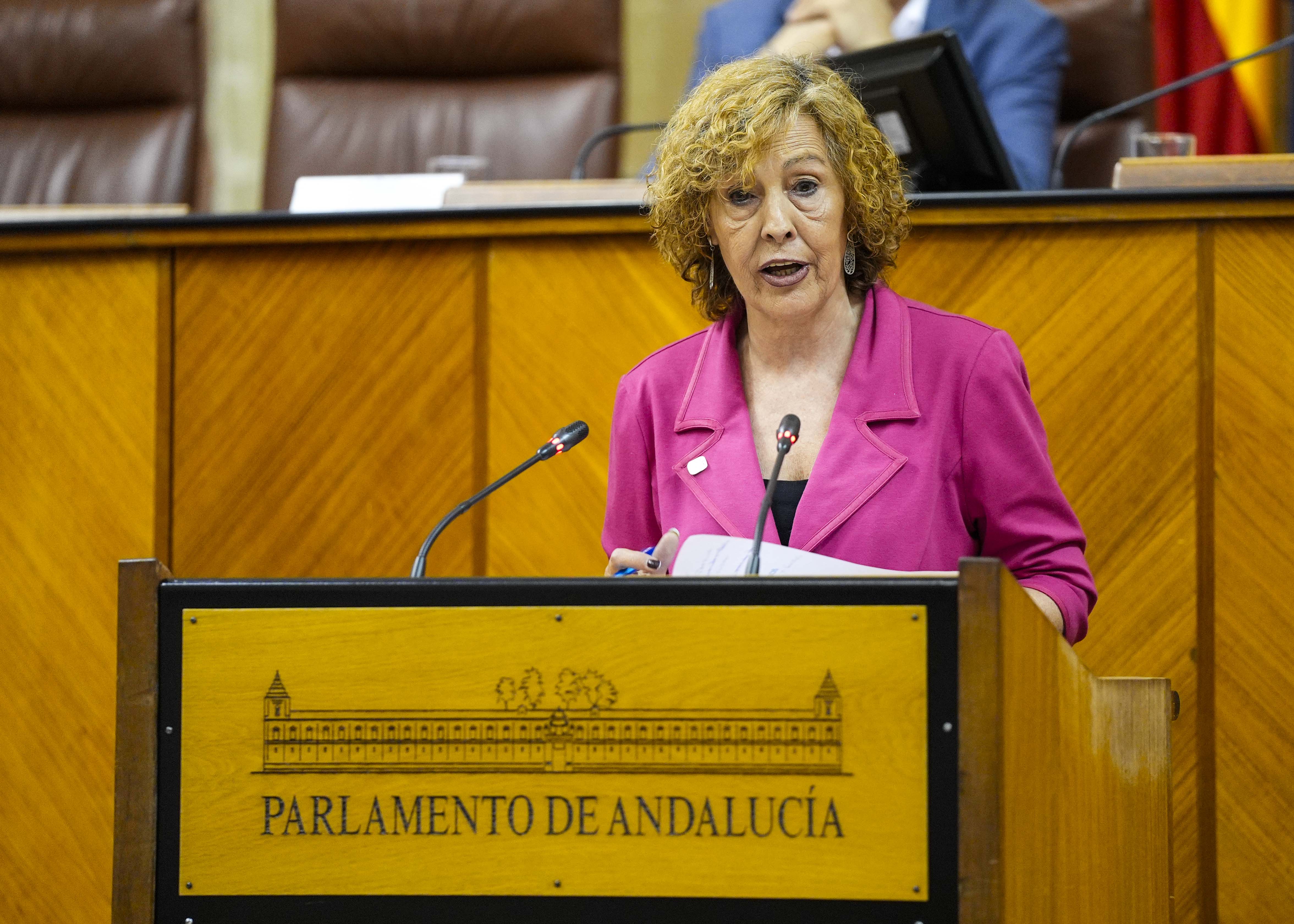 Gracia Escudero, jefa de prensa de Aldeas Infantiles SOS, toma la palabra en el atril 