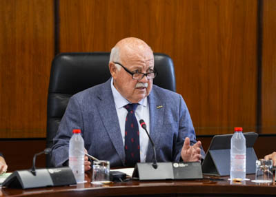  El presidente del Parlamento de Andaluca, Jess Aguirre, en una de sus intervenciones en la Junta de Portavoces de hoy 

 