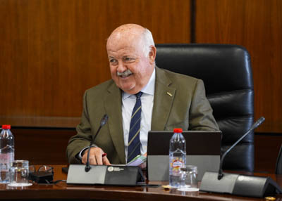 Jess Aguirre, presidente del Parlamento de Andaluca, antes de iniciar la Junta de Portavoces 