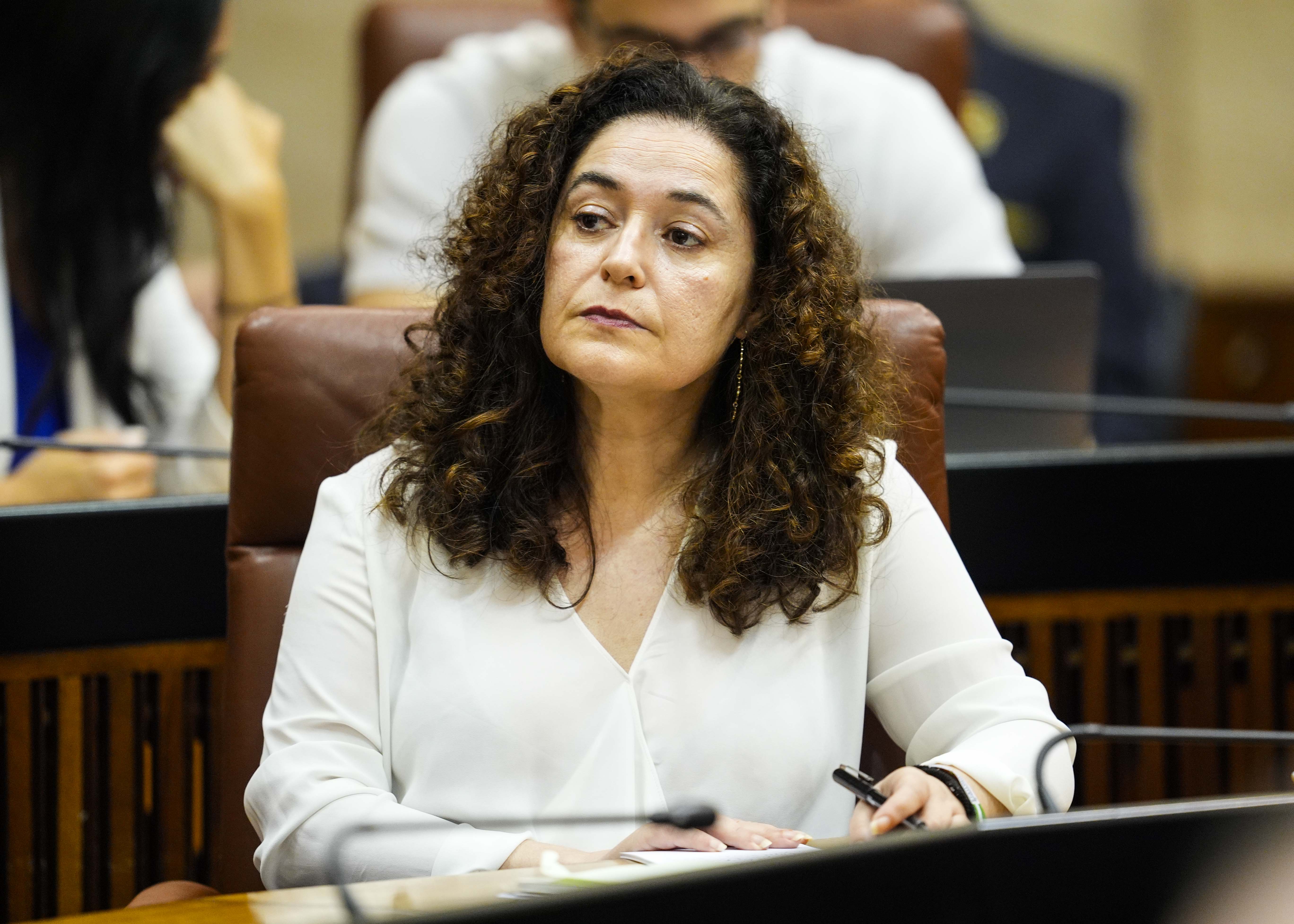 La portavoz del G.P. Por Andaluca, Inmaculada Nieto, durante la intervencin del presidente 