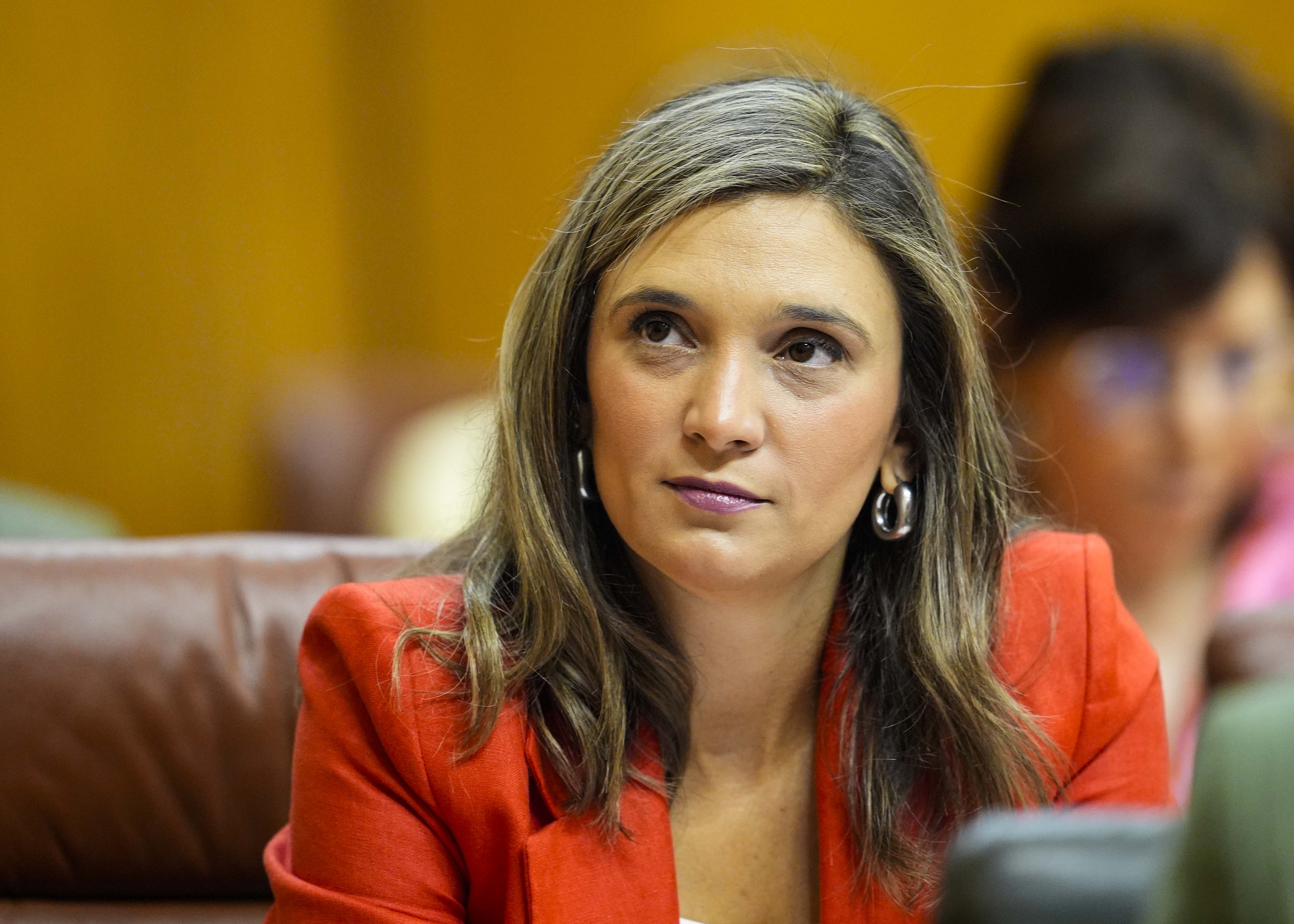 Mara Mrquez, portavoz del G.P. Socialista, en un momento de la comparecencia del presidente de la Junta de Andaluca      