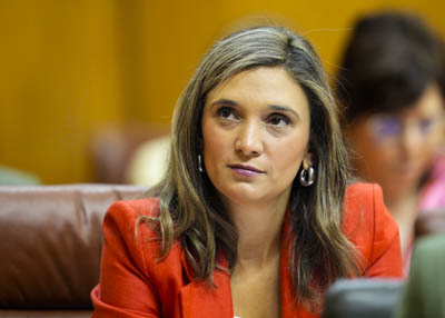 Mara Mrquez, portavoz del G.P. Socialista, en un momento de la comparecencia del presidente de la Junta de Andaluca      