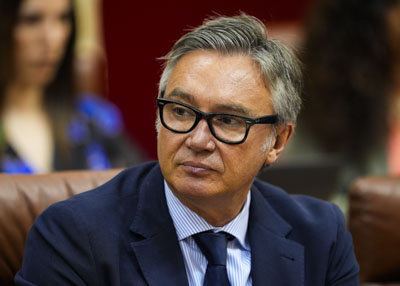 Manuel Gavira, portavoz del G.P. Vox en Andaluca, en la sesin de esta maana 
