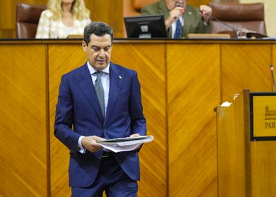El presidente de la Junta de Andaluca, Juan Manuel Moreno, en un momento de la sesin 