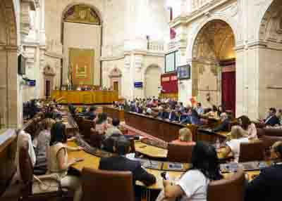    El Pleno del Parlamento, durante la votacin de convalidacin del decreto ley