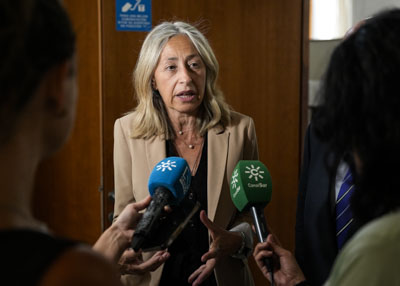 La consejera de Salud, Roco Hernndez, atiende a los medios antes de la donacin 