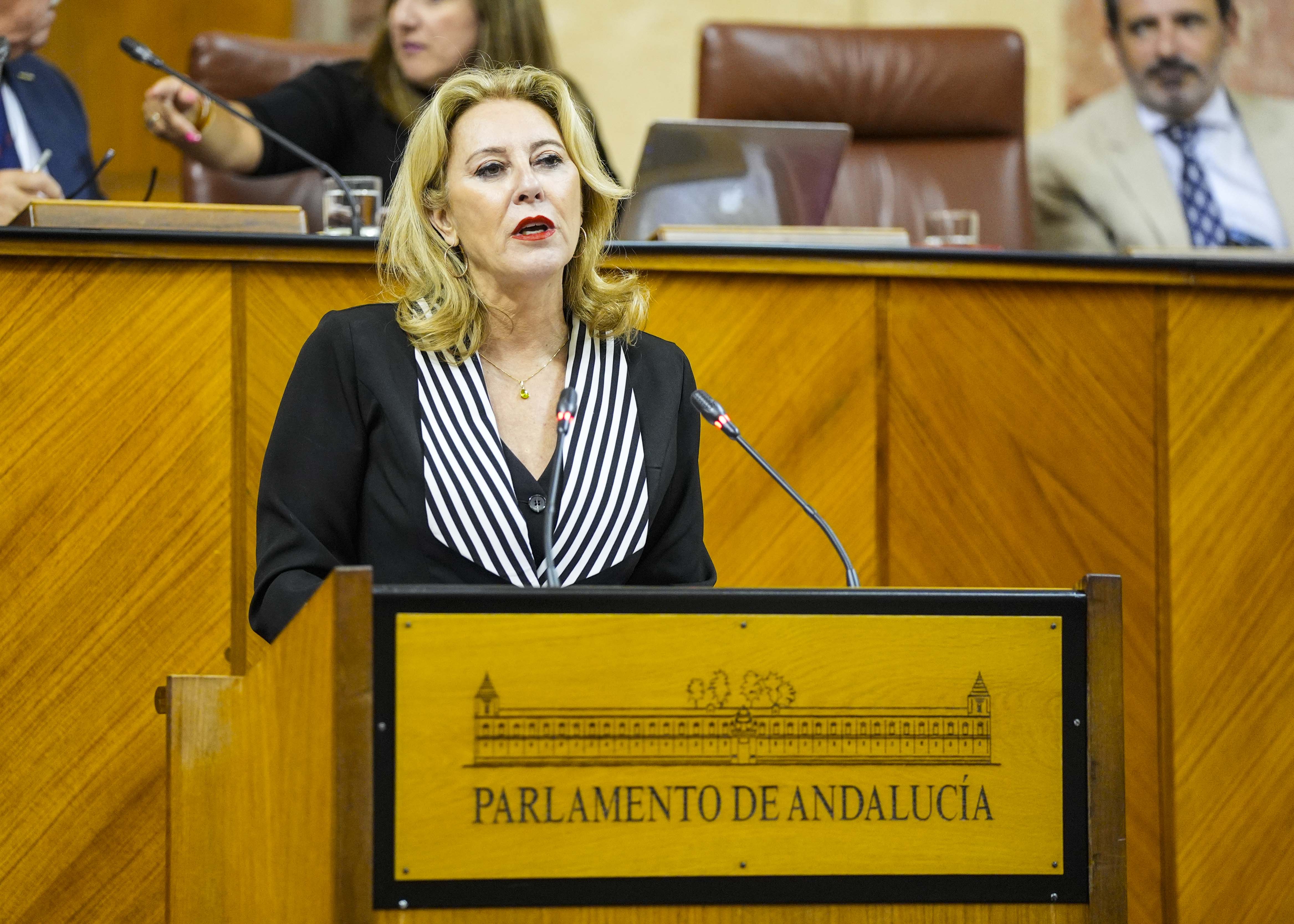 Carolina Espaa, consejera de Economa, informa sobre las consecuencias para Andaluca de llevarse a cabo, por el Gobierno de Espaa, el traspaso de la gestin de la Seguridad Social al Gobierno del Pas Vasco y la gestin del IRPF y otros tributos a la Comunidad Autnoma de Catalua 
