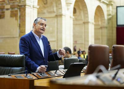 El consejero de la Presidencia, Interior, Di�logo Social y Simplificaci�n Administrativa, Antonio Sanz, contesta a la pregunta 