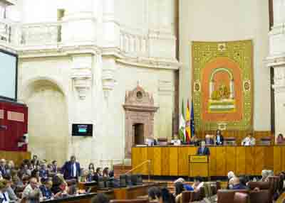 El Pleno del Parlamento de Andaluca durante la intervencin del consejero de la Presidencia 