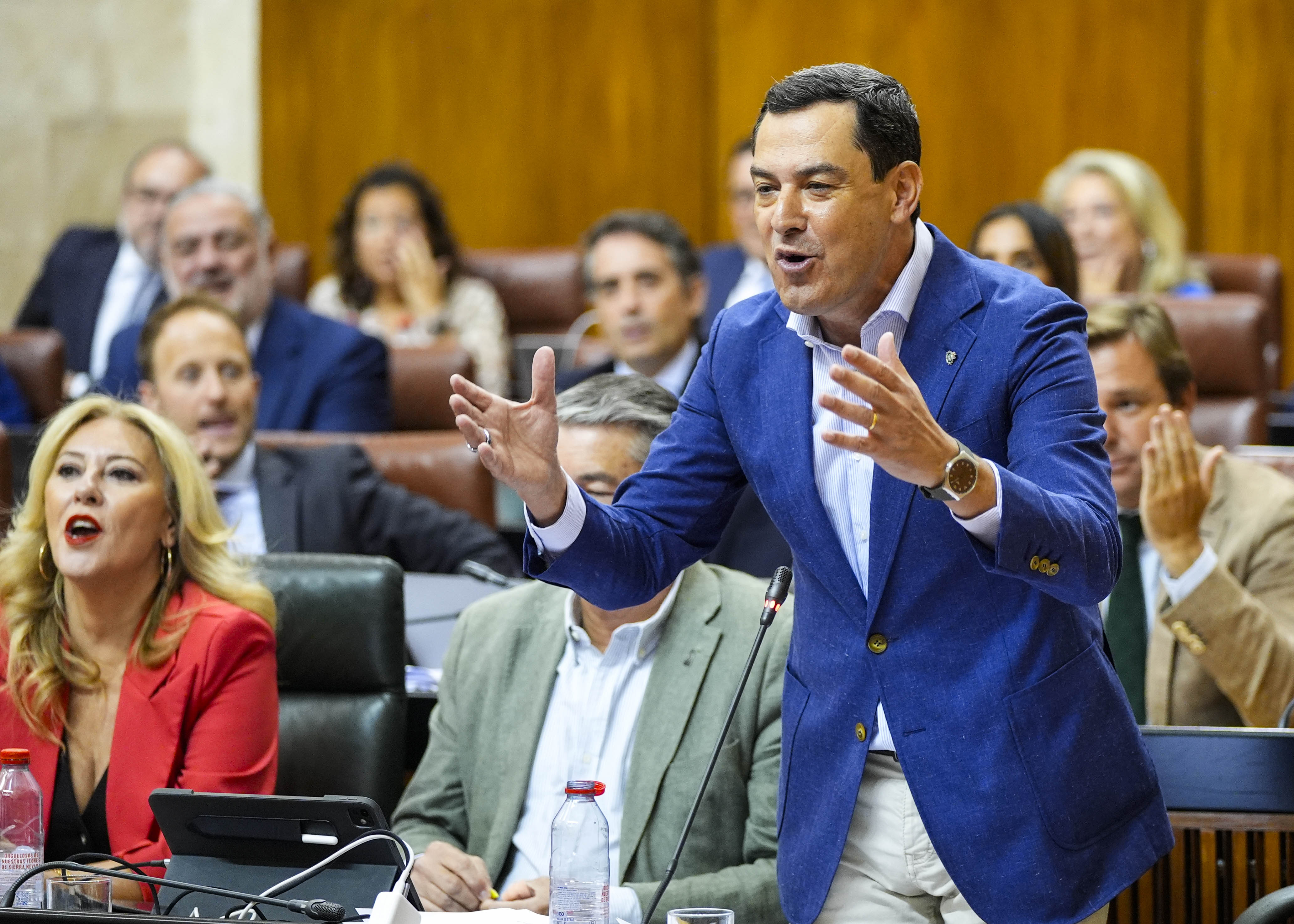 El presidente de la Junta de Andaluca, Juan Manuel Moreno, en una de sus intervenciones 