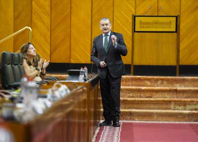 Antonio Sanz, consejero de la Presidencia, Interior, Dilogo Social y Simplificacin Administrativa, en un momento de su intervencin 