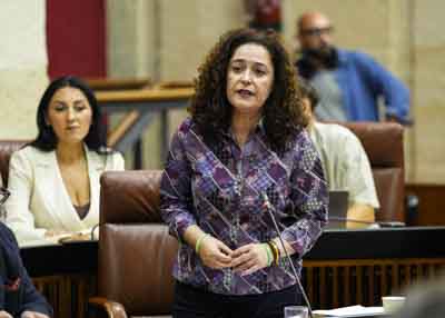 Inmaculada Nieto, portavoz del G.P. Por Andaluca, pregunta al presidente sobre la repercusin de la inmigracin en Andaluca 