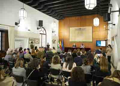 La sala Alberto Jim�nez-Becerril durante la presentaci�n del estudio "La asistencia personal en Andaluc�a como medida incluida en el Pacto de Estado Contra la Violencia de G�nero" 
