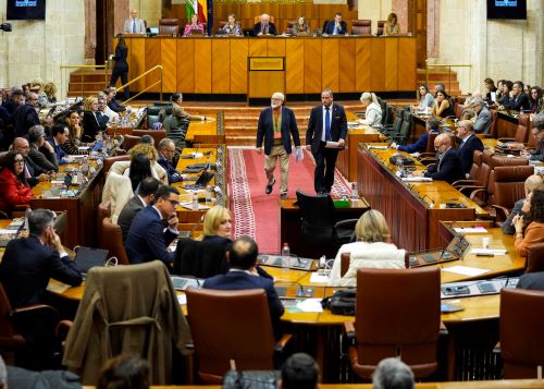   El portavoz de la comisin promotora de la iniciativa legislativa popular, Sebastin Martn, tras su intervencin