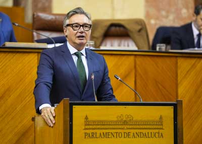 Manuel Gavira, portavoz del Grupo Parlamentario Vox, se dirige al presidente de la Junta de Andaluc�a en el debate sobre el estado de la Comunidad  