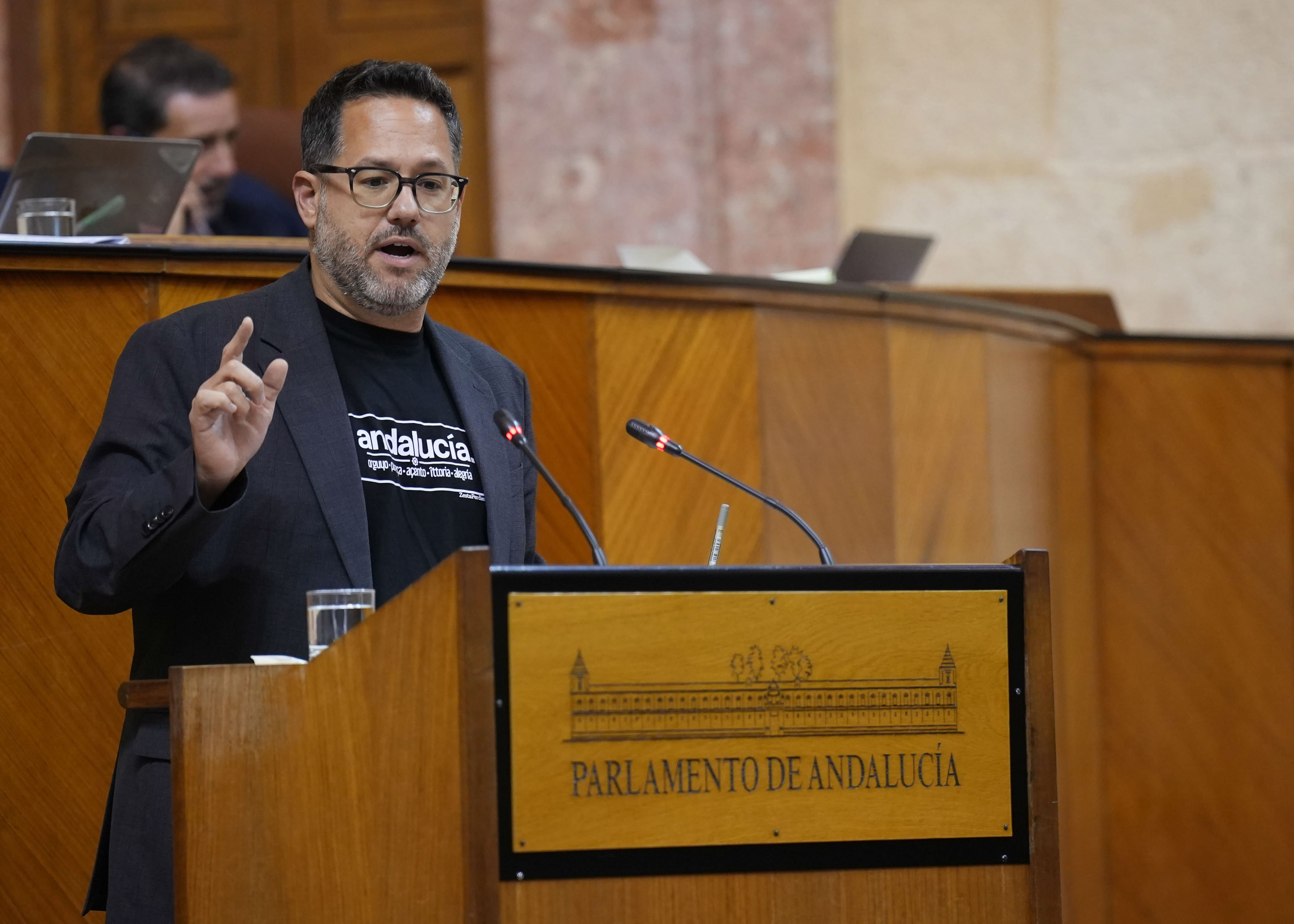 Jos� Ignacio Garc�a, portavoz del Grupo Mixto-Adelante Andaluc�a, toma la palabra en el debate  