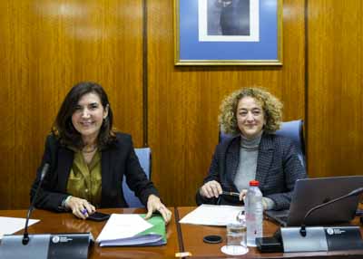 Rosa Mara Fuentes, presidenta de la Comisin sobre Derechos y Atencin a las Personas con Discapacidad, y Roco Blanco, consejera de Empleo, Empresa y Trabajo Autnomo