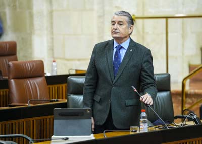 El consejero de Sanidad, Presidencia y Emergencias, Antonio Sanz, durante una de sus intervenciones  